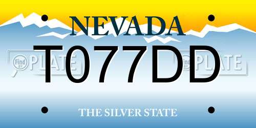 T077DD Nevada License Plate