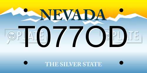 T077OD Nevada License Plate