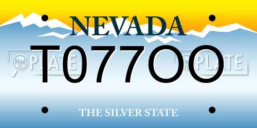T077OO Nevada License Plate