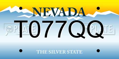 T077QQ Nevada License Plate