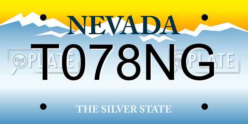 T078NG Nevada License Plate