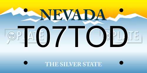 T07TOD Nevada License Plate