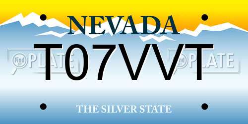 T07VVT Nevada License Plate