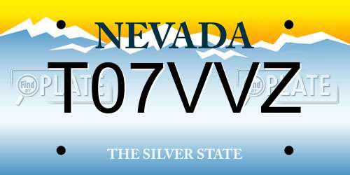 T07VVZ Nevada License Plate