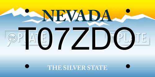 T07ZDO Nevada License Plate