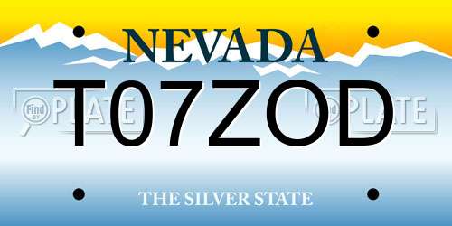 T07ZOD Nevada License Plate
