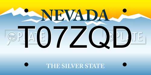 T07ZQD Nevada License Plate