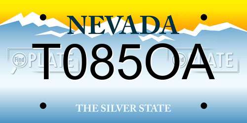 T085OA Nevada License Plate