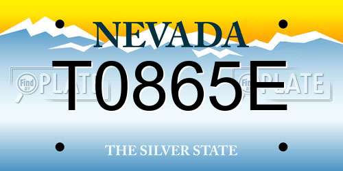 T0865E Nevada License Plate