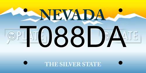 T088DA Nevada License Plate