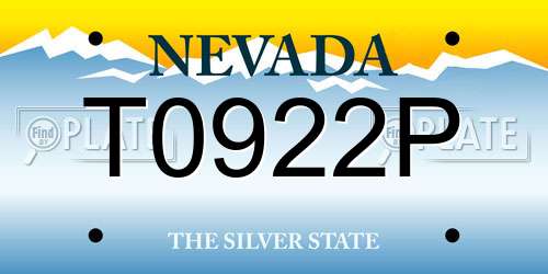T0922P Nevada License Plate