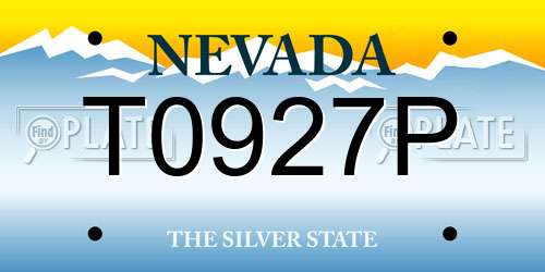 T0927P Nevada License Plate