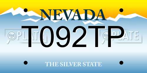 T092TP Nevada License Plate