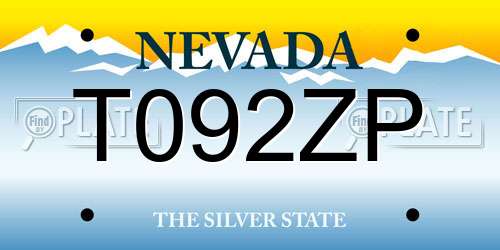 T092ZP Nevada License Plate