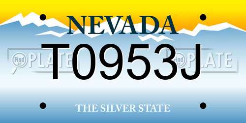 T0953J Nevada License Plate
