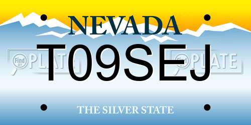 T09SEJ Nevada License Plate