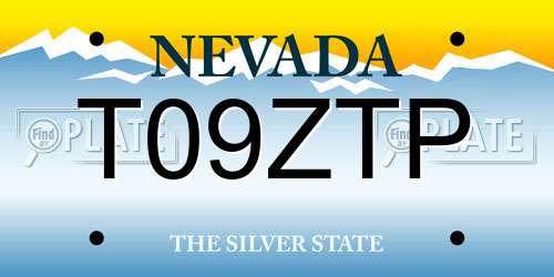 T09ZTP Nevada License Plate