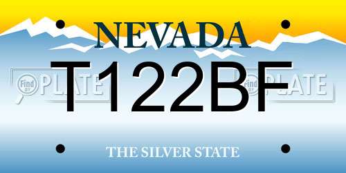 T122BF Nevada License Plate