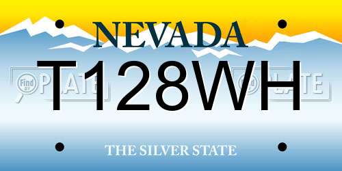 T128WH Nevada License Plate