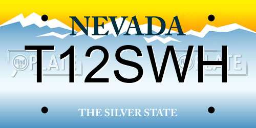 T12SWH Nevada License Plate