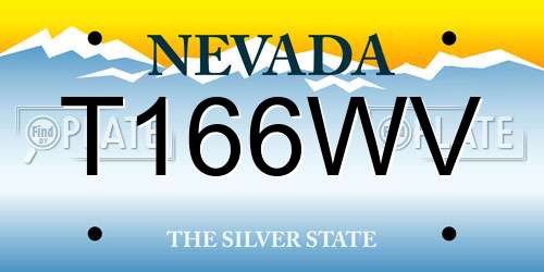 T166WV Nevada License Plate