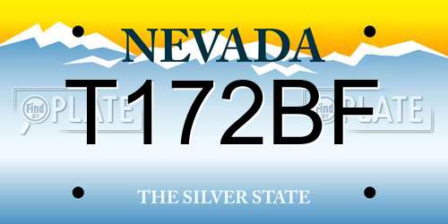 T172BF Nevada License Plate
