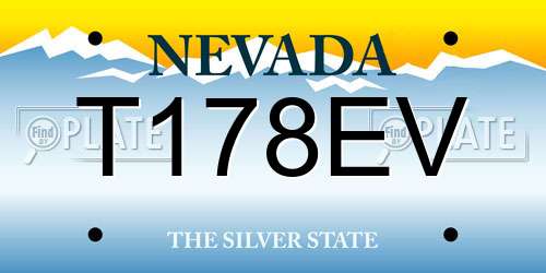 T178EV Nevada License Plate