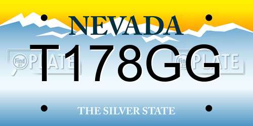 T178GG Nevada License Plate