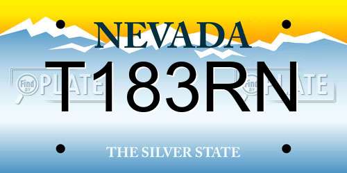 T183RN Nevada License Plate