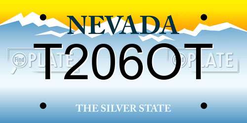T206OT Nevada License Plate
