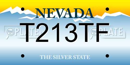T213TF Nevada License Plate