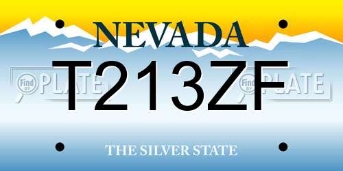 T213ZF Nevada License Plate
