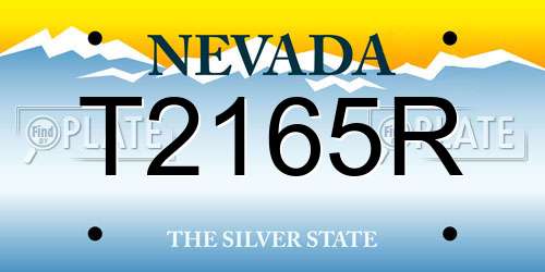 T2165R Nevada License Plate