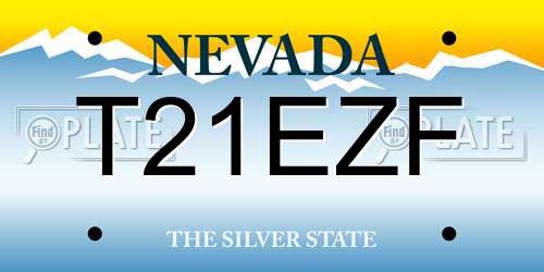 T21EZF Nevada License Plate