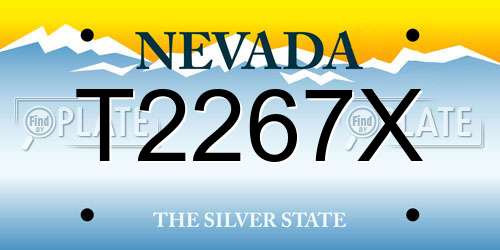 T2267X Nevada License Plate