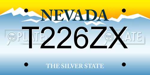 T226ZX Nevada License Plate