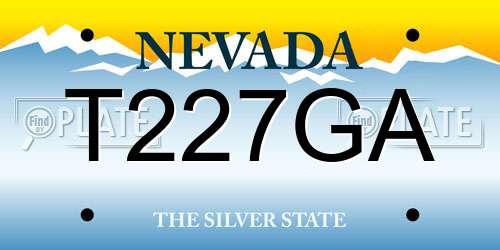 T227GA Nevada License Plate