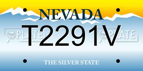 T2291V Nevada License Plate