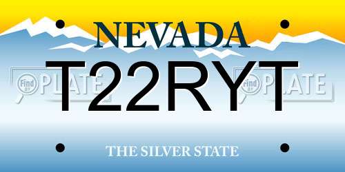 T22RYT Nevada License Plate