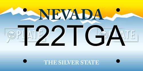 T22TGA Nevada License Plate