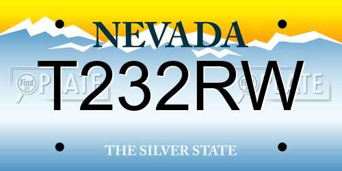 T232RW Nevada License Plate