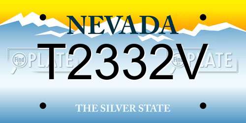T2332V Nevada License Plate