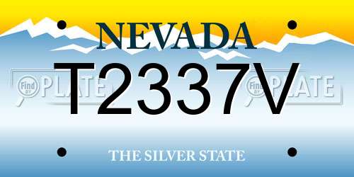 T2337V Nevada License Plate