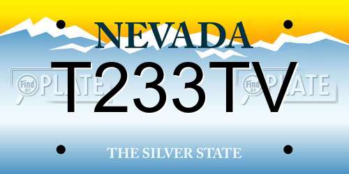 T233TV Nevada License Plate
