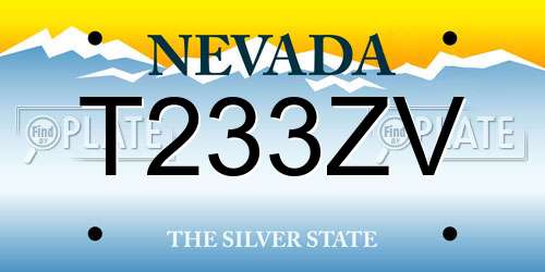 T233ZV Nevada License Plate