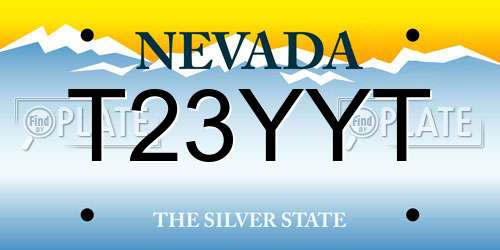 T23YYT Nevada License Plate