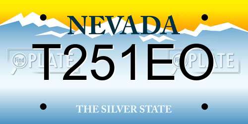 T251EO Nevada License Plate