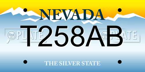 T258AB Nevada License Plate