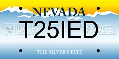 T25IED Nevada License Plate