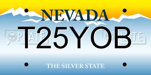 T25YOB Nevada License Plate